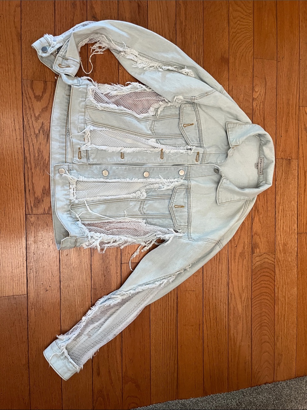 36point5 Vintage Custom Distressed Aerosmith Denim Jacket Medium